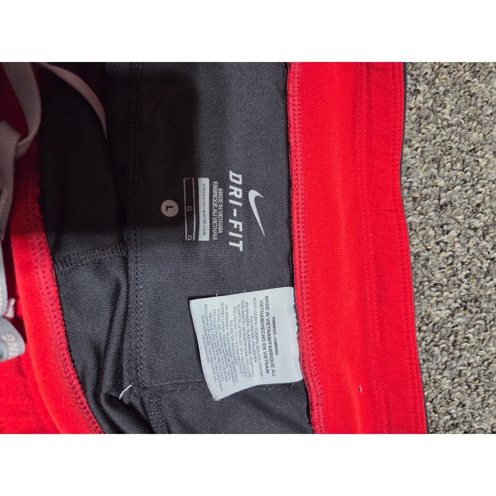 Nike Dri-Fit Athletic Pants Mens Large Black Red Sporty Fitness Sweats 0339 - Picture 2 of 5